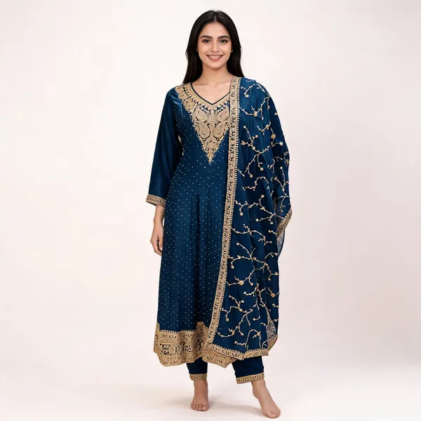 Blue_Vichitra_Anarkali_Top_Pant_Dupatta_For_Women