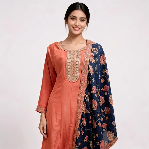 Peach_Vichitra_Floral_Anarkali_Top_Pant_Dupatta_For_Women
