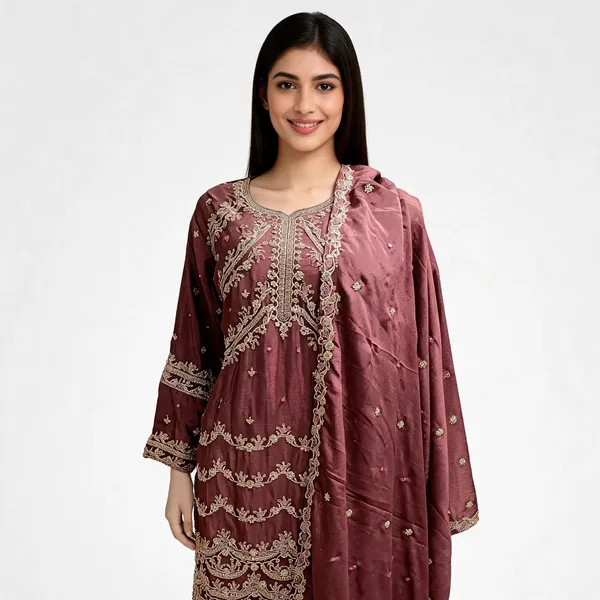 Dusty_Beige_Vichitra_Embroidered_Top_Pant_Dupatta_For_Women