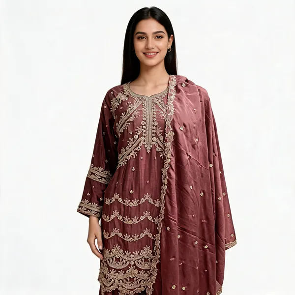 Dusty_Beige_Vichitra_Embroidered_Top_Pant_Dupatta_For_Women
