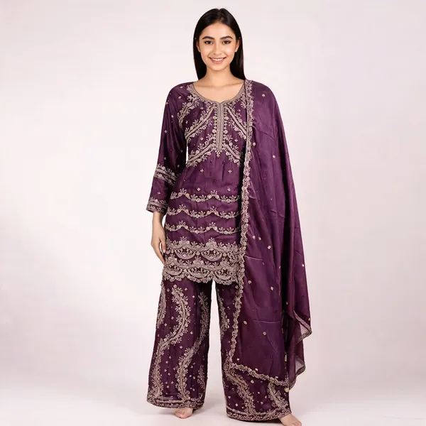 Lavender_Vichitra_Embroidered_Top_Pant_Dupatta_For_Women