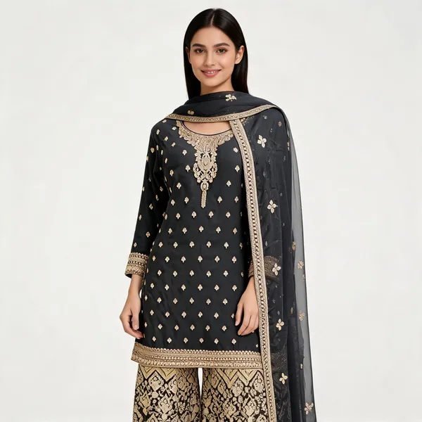 Black_Georgette_Zari_Stone_Work_Plazo_Top_Pant_Dupatta_For_Women