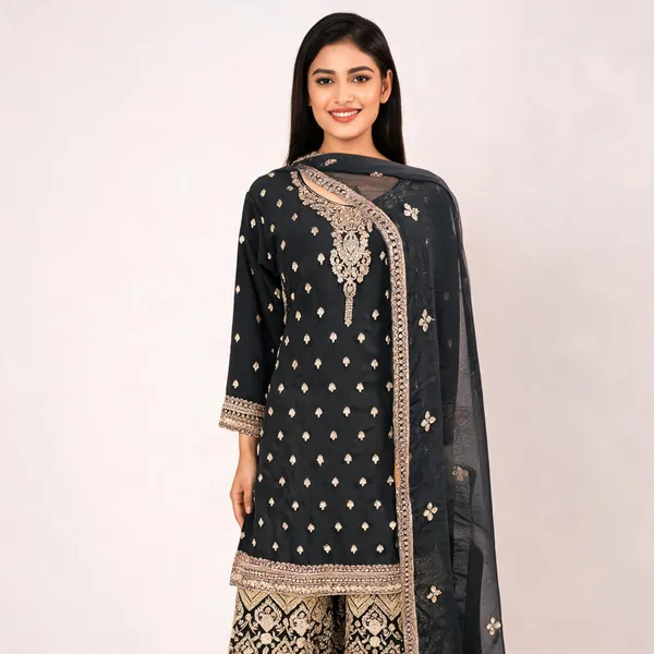 Black_Georgette_Zari_Stone_Work_Plazo_Top_Pant_Dupatta_For_Women
