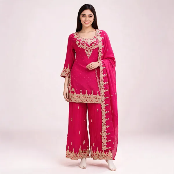 Rani_Pink_Vichitra_Zari_Work_Plazo_Top_Pant_Dupatta_For_Women