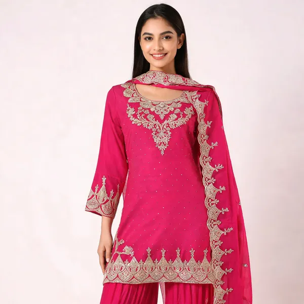 Rani_Pink_Vichitra_Zari_Work_Plazo_Top_Pant_Dupatta_For_Women
