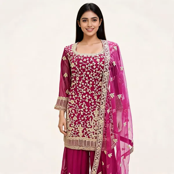 Wine_Net_Embroidered_Stone_Work_Gharara_Kurta_Dupatta_Set_For_Women