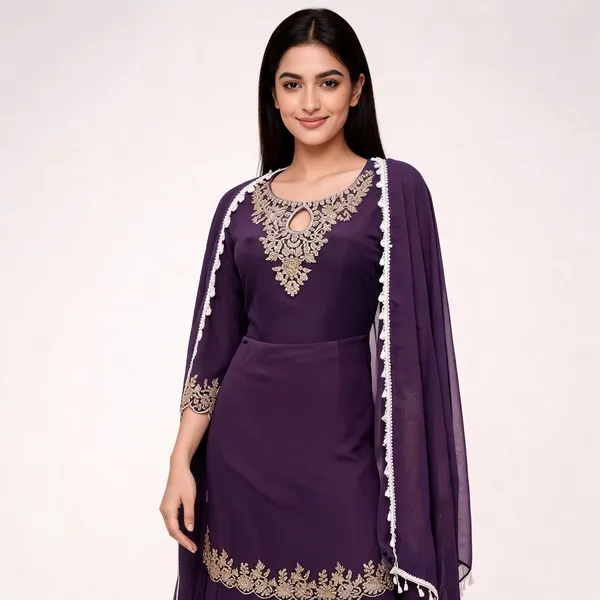 Lavender_Georgette_Hand_Work_Palazzo_Set_With_Tassel_Dupatta_For_Women
