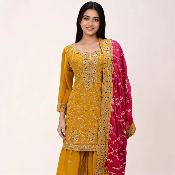 Yellow_Soft_Vichitra_Gharara_Set_With_Dupatta_For_Women