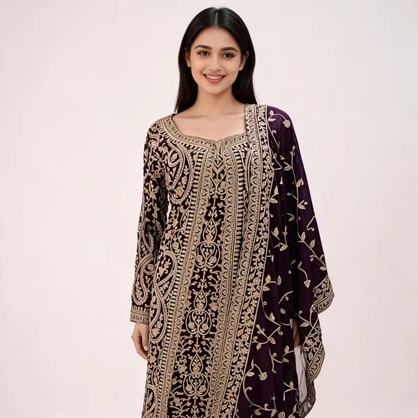 Black_Georgette_Embroidered_Jacket_Style_Kurta_Set_For_Women