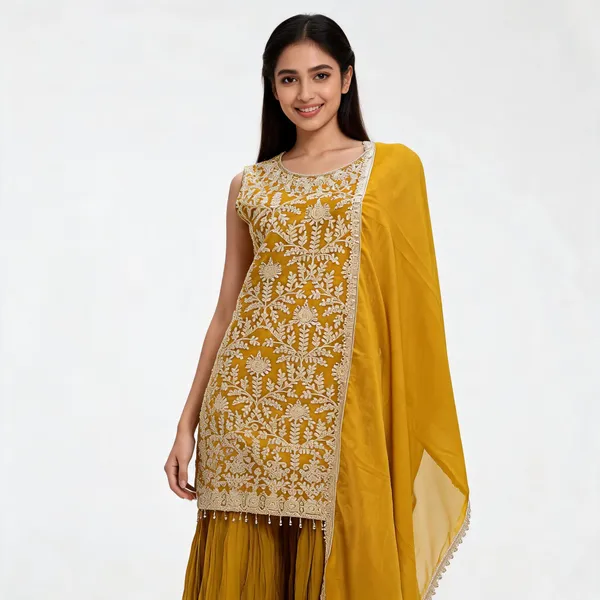 Yellow_Georgette_Embroidered_Gharara_Set_With_Dupatta_For_Women