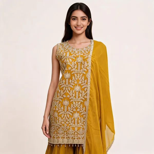 Yellow_Georgette_Embroidered_Gharara_Set_With_Dupatta_For_Women