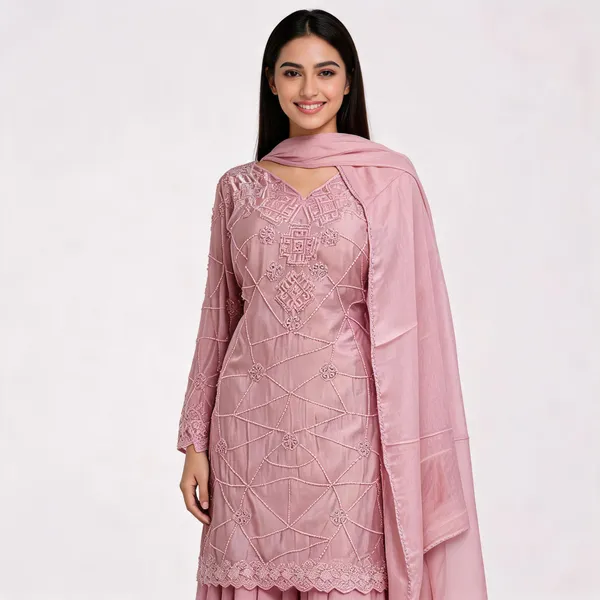 Pink_Soft_Vichitra_Long_Kurta_Palazzo_Set_With_Dupatta_For_Women