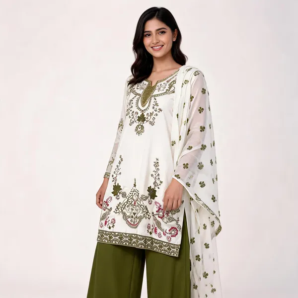 Cream_Satin_Rayon_Long_Pakistani_Kurta_Flared_Palazzo_Set_For_Women