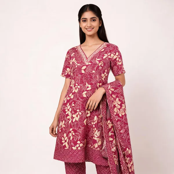 Wine_Cotton_Printed_Anarkali_Kurta_Set_With_Dupatta_For_Women