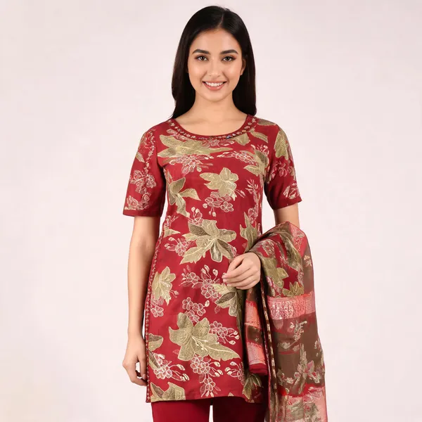 Peach_Liquid_Cotton_Zardozi_Work_Kurta_Set_With_Silk_Dupatta_For_Women