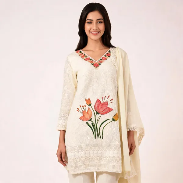 Baby_Pink_Cotton_Chikankari_Printed_Top_Pant_Dupatta_Set_For_Women