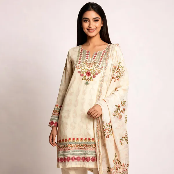 Cream_Mal_Cotton_Printed_Top_Pant_Dupatta_Set_For_Women