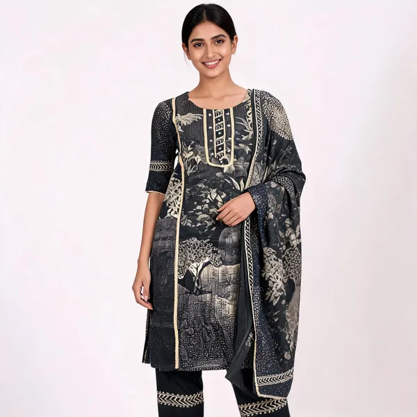 Black_Crepe_Organza_Dupatta_Top_Pant_Set_For_Women