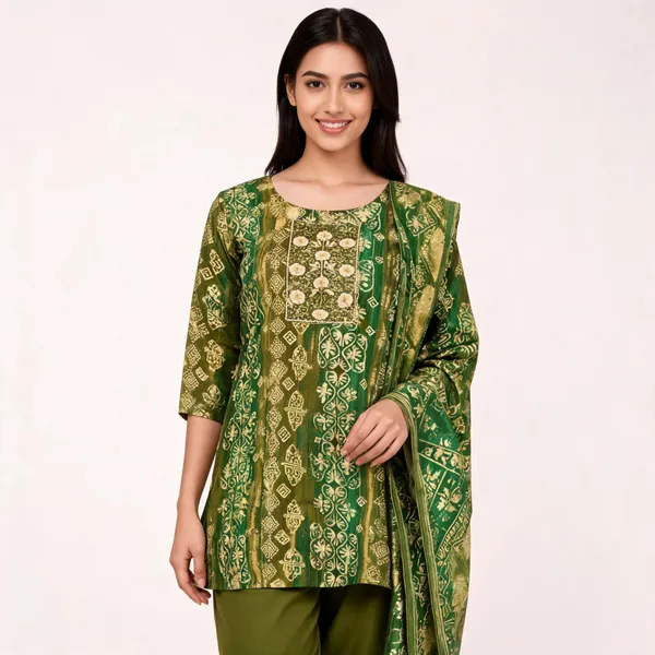 Green_Satin_Printed_Neck_Work_Top_Pant_Dupatta_Set_For_Women