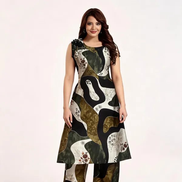 Green_Satin_Printed_Coord_Set_For_Women