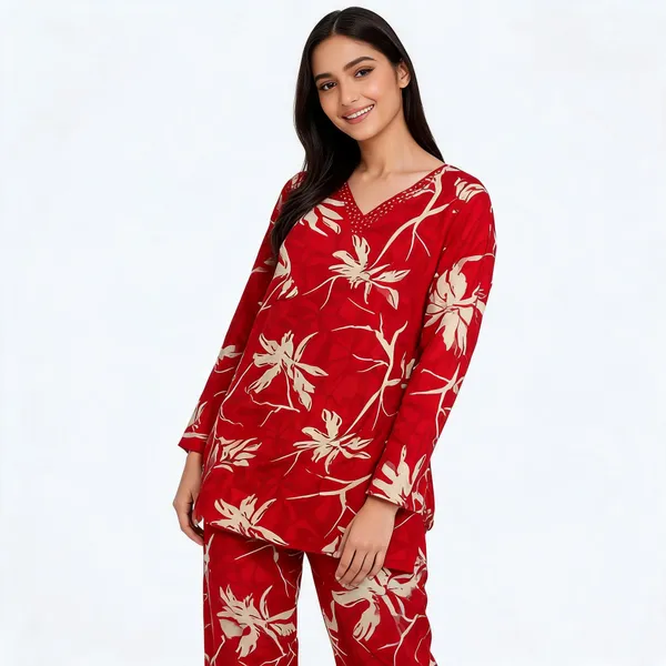 Maroon_Rayon_Printed_Coord_Set_For_Women