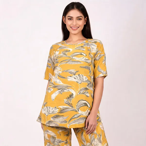 Lemon_Yellow_Rayon_Printed_Coord_Set_For_Women