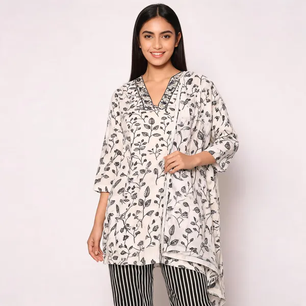 White_Cotton_Printed_Kurta_Set_For_Women