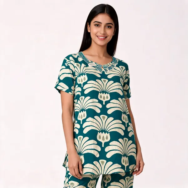 Green_Rayon_Printed_Coord_Set_For_Women