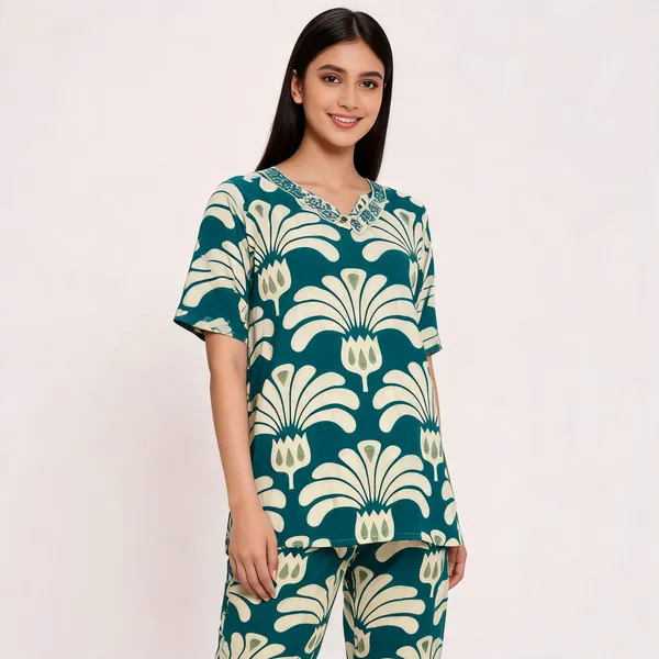 Green_Rayon_Printed_Coord_Set_For_Women