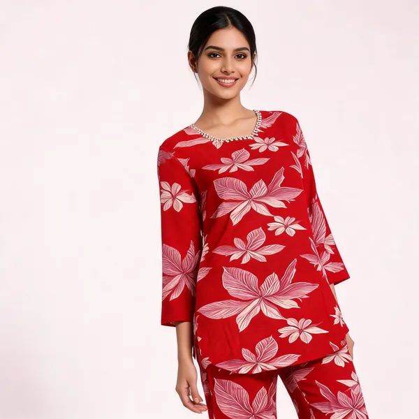 Red_Rayon_Printed_Coord_Set_For_Women
