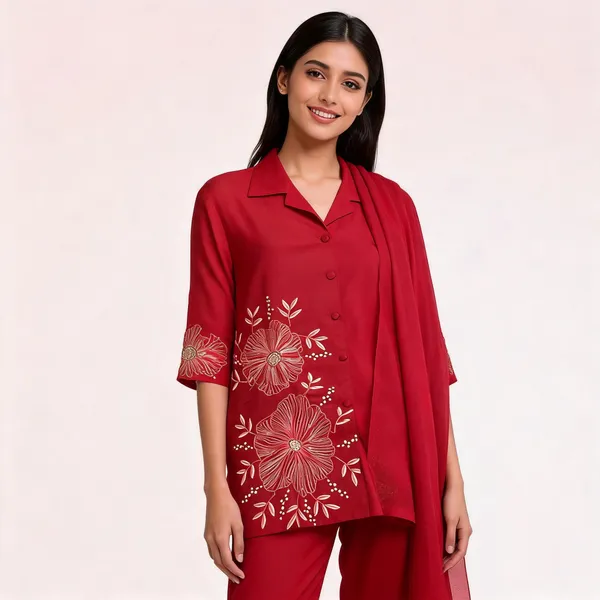 Tomato_Satin_Embroidered_Chinese_Neck_Coord_Set_For_Women