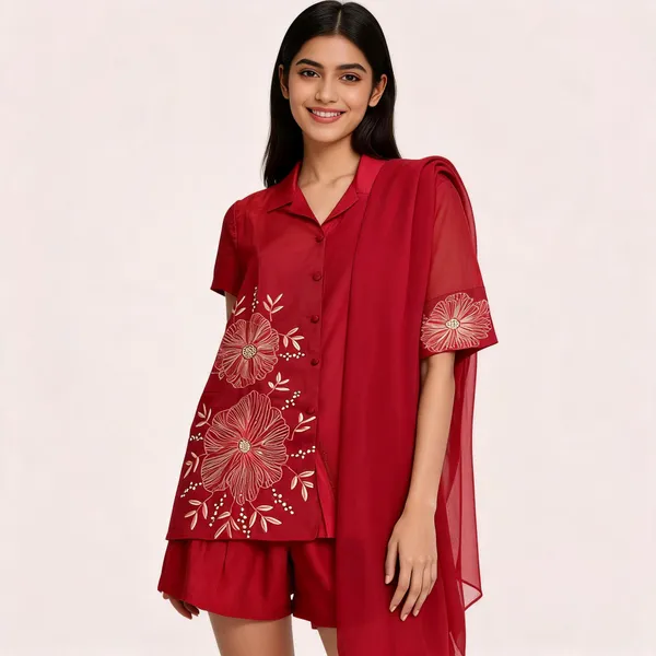 Tomato_Satin_Embroidered_Chinese_Neck_Coord_Set_For_Women
