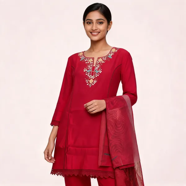 Rani_Modal_Silk_Neck_Embroidered_Kurta_With_Pant_Dupatta_For_Women