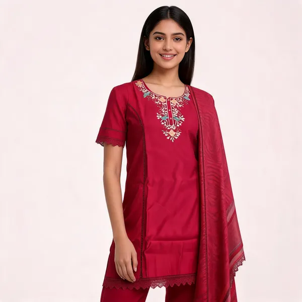 Rani_Modal_Silk_Neck_Embroidered_Kurta_With_Pant_Dupatta_For_Women