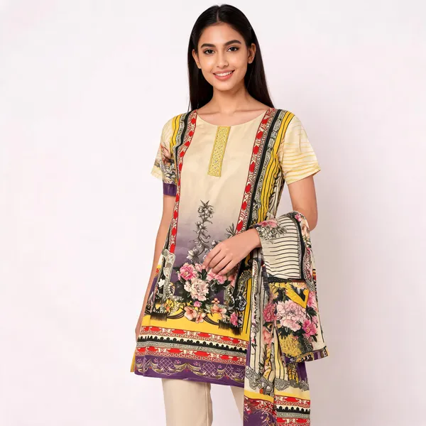 Printed_Muslin_Pakistani_Style_Kurta_With_Pant_Dupatta_For_Women