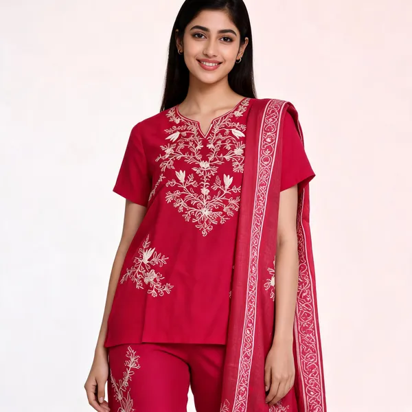 Rani_Pink_Satin_Neck_Embroidered_Top_Pant_And_Dupatta_For_Women