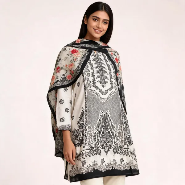 White_Cotton_Printed_Top_Pant_And_Dupatta_For_Women