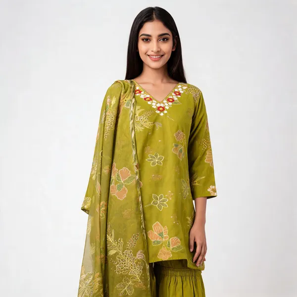 Green_Satin_Printed_Neck_Embroidered_Top_Pant_And_Dupatta_For_Women