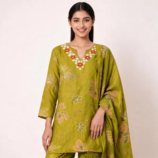 Green_Satin_Printed_Neck_Embroidered_Top_Pant_And_Dupatta_For_Women