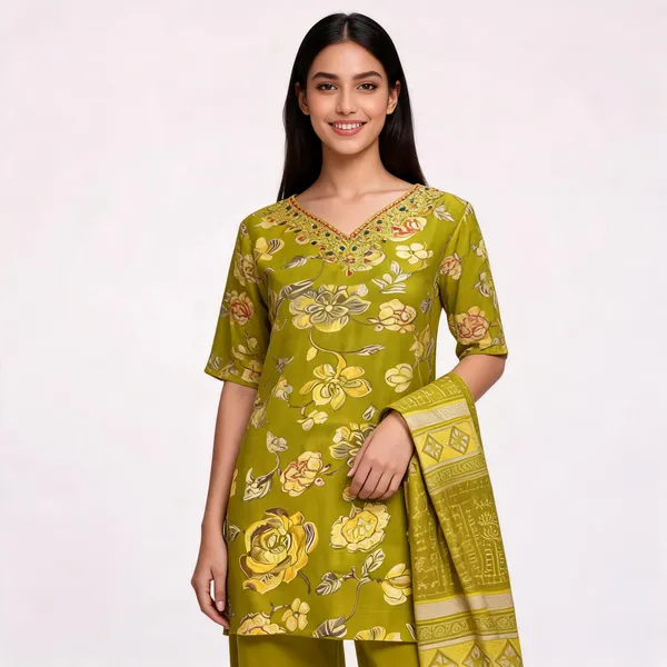 Green_Satin_Printed_Neck_Embroidered_Top_Pant_And_Dupatta_For_Women