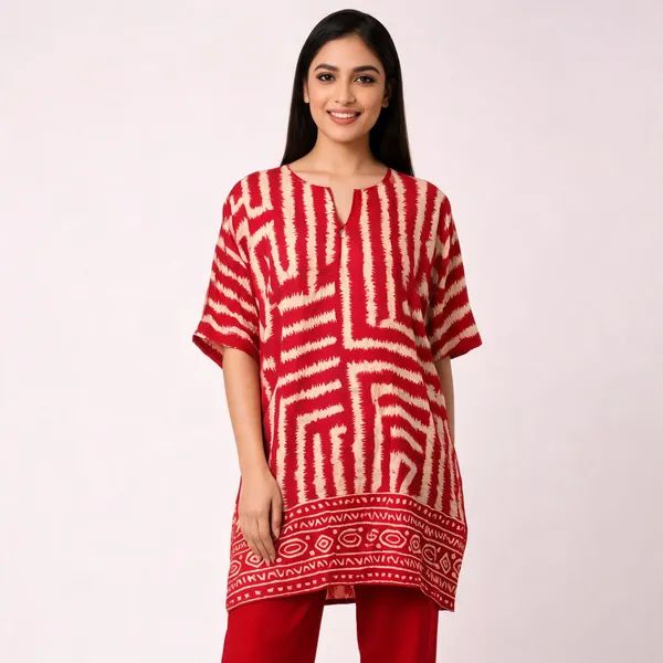 Red_Satin_Printed_Kaftan_Fish_Tail_Cordset_For_Women