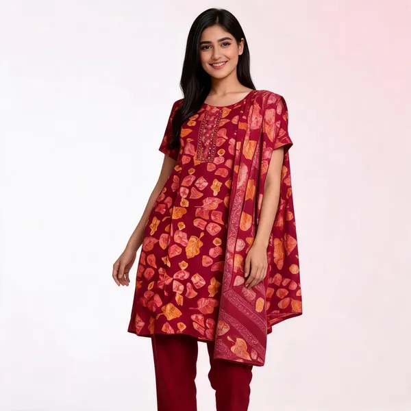 Red_Satin_Printed_Embroidered_Top_Pant_Dupatta_Set_For_Women
