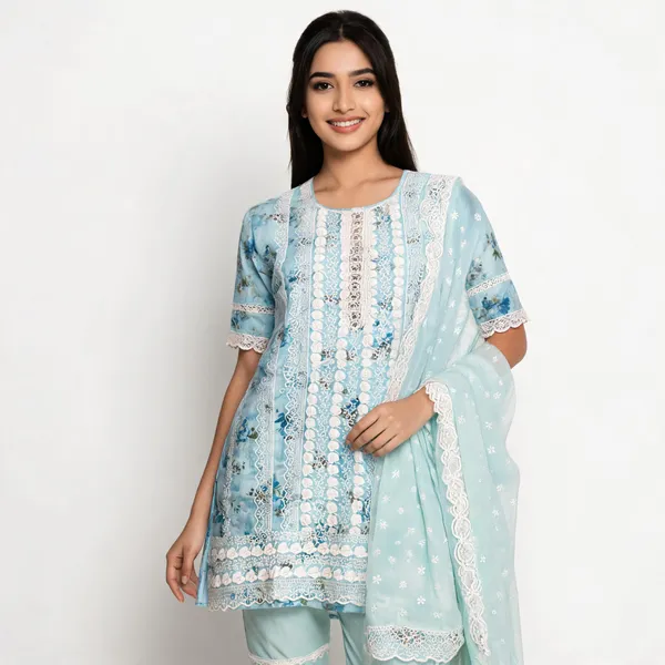 Blue_Cotton_Lucknowi_Embroidered_Top_Pant_Dupatta_Set_For_Women