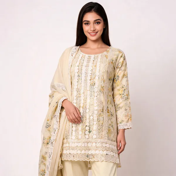 Lemon_Cotton_Lucknowi_Embroidered_Top_Pant_Dupatta_Set_For_Women