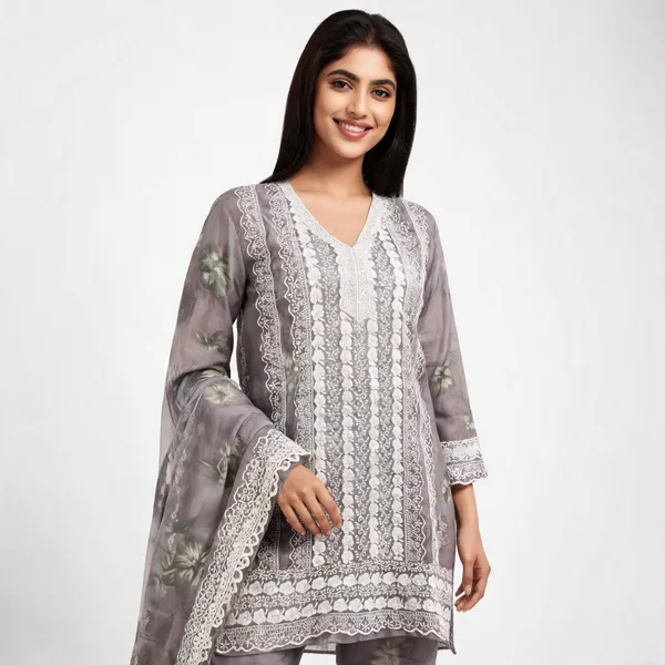 Lavender_Cotton_Lucknowi_Embroidered_Top_Pant_Dupatta_Set_For_Women