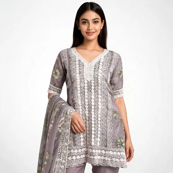Lavender_Cotton_Lucknowi_Embroidered_Top_Pant_Dupatta_Set_For_Women