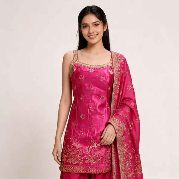 Rani_Satin_Spaghetti_Farshi_Top_Pant_Dupatta_Set_For_Women