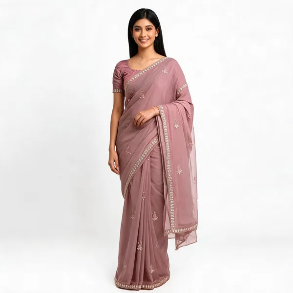 Rose_Pink_Soft_Organza_Saree_With_Blouse_Piece_For_women