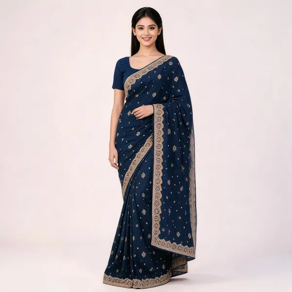 Blue_Vichitra_Saree_With_Blouse_Piece_For_women