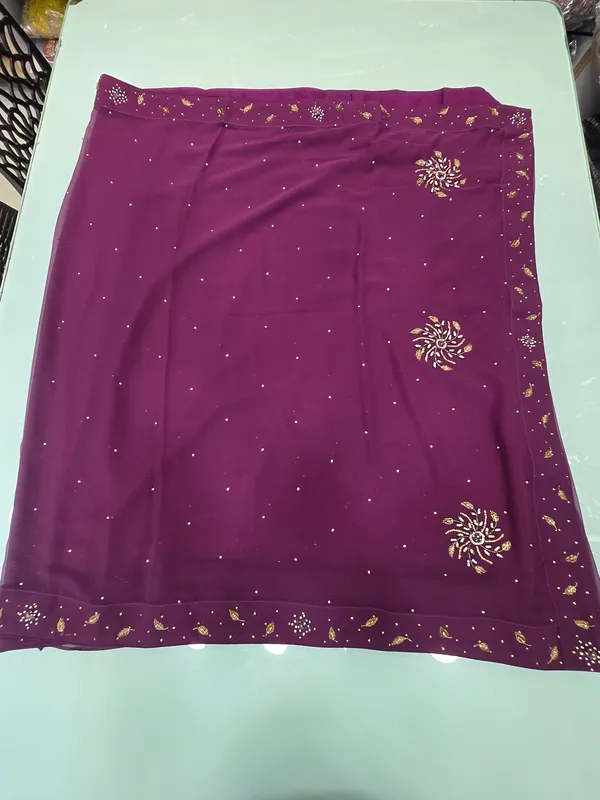 georgett_saree_with_hand_work_boder_and_butta_on_pallu